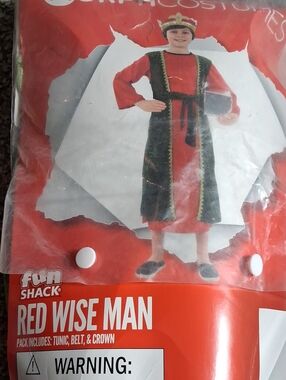 Red Wise Man Kids Costume - Tunic, Belt & Crown